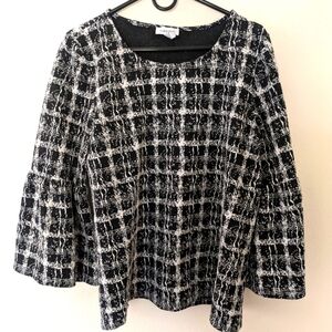 Calvin Klein Black and White Bell Sleeve Blouse Women's size L